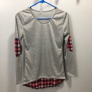 NWOT Gray and Plaid shirt size S